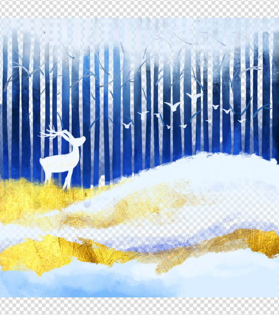 唯美雪景卡通手绘元素
